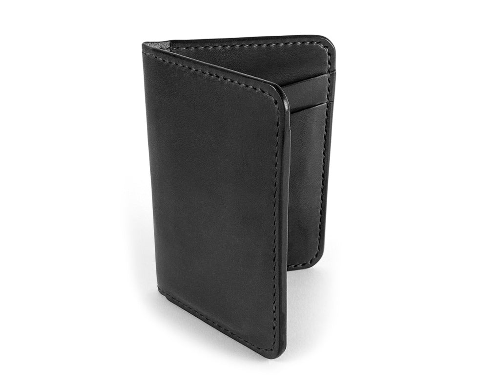 Front pocket wallet in Wickett & Craig black harness leather