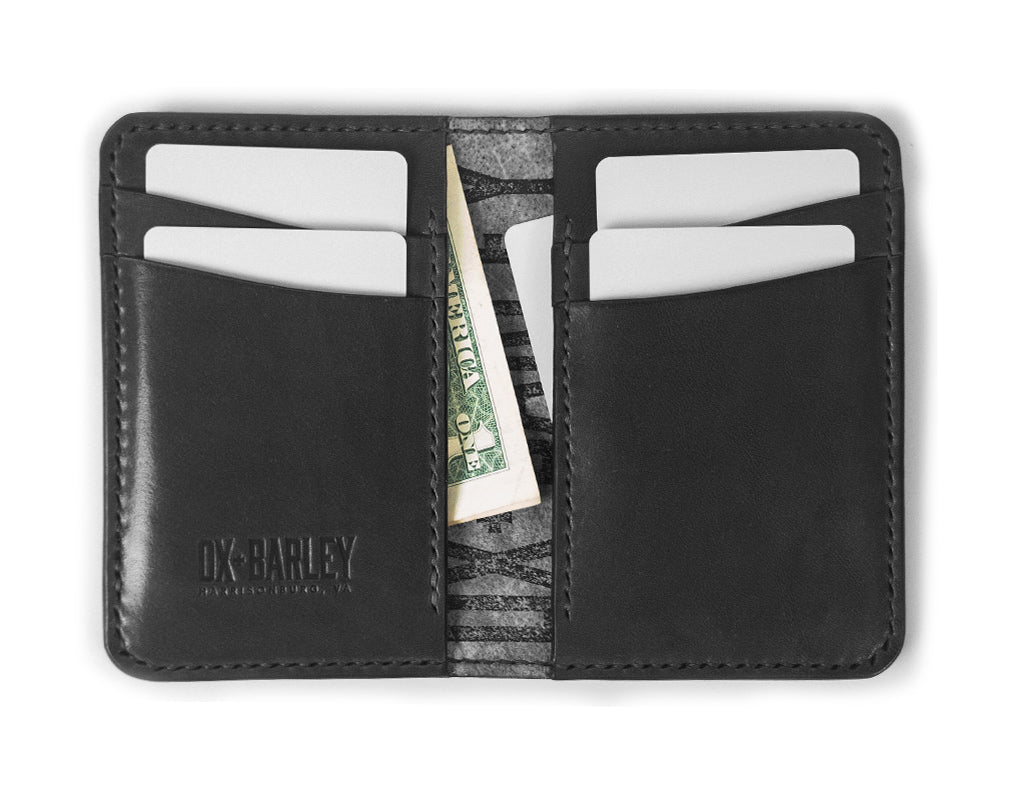 Front pocket wallet in Wickett & Craig black harness leather