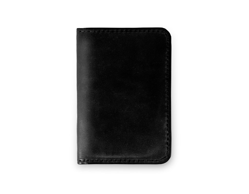 Front pocket wallet in Wickett & Craig black harness leather