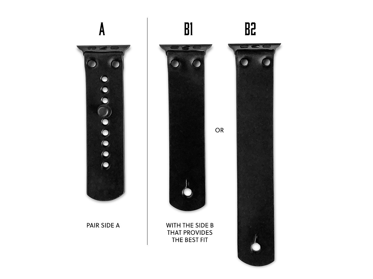 Apple Watch band in black full-grain leather with button stud closure